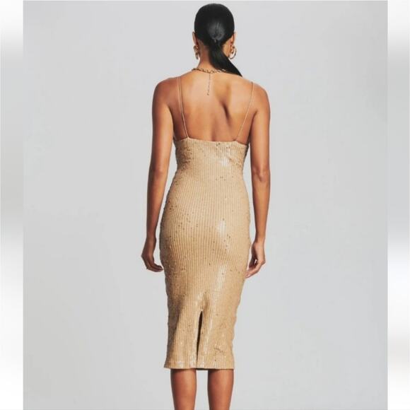 Retrofete Sariah Sequin Dress in Nude Size XL NWT Sleeveless Cutout Midi - Picture 2 of 14